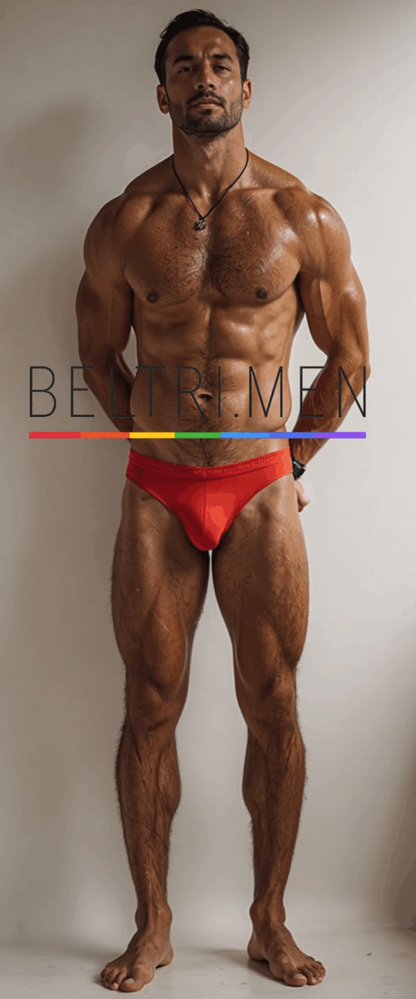Este bañador tipo tanga en rojo encarna perfectamente el ADN de BELTRI.MEN: provocador, elegante, atrevido y sin complejos. Ideal para una colección que celebra la sensualidad masculina con fuerza visual