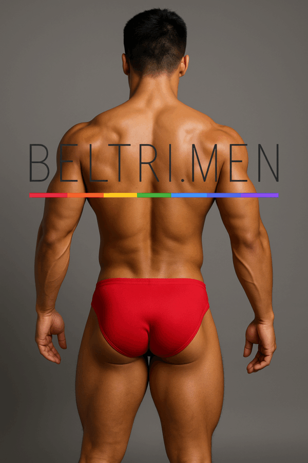 Este bañador tipo tanga en rojo encarna perfectamente el ADN de BELTRI.MEN: provocador, elegante, atrevido y sin complejos. Ideal para una colección que celebra la sensualidad masculina con fuerza visual.
