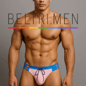 El equilibrio perfecto entre sensualidad y energía. Este bañador tipo slip de hombre, firmado por BELTRIMEN, presenta una explosión de estilo con su base rosa pastel, vivos contrastes en azul eléctrico y pequeños estampados geométricos color coral en los laterales.