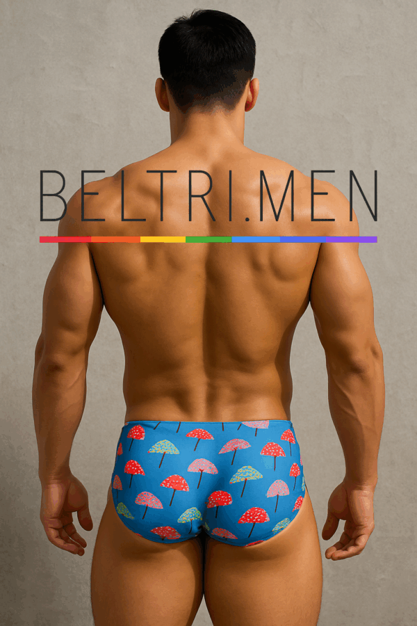 ¡Este bañador es diversión pura con una dosis de estilo y originalidad muy BELTRI.MEN! Su estampado de sombrillas en un fondo azul brillante transmite energía, humor y libertad. Ideal para un look vacacional que no pasa desapercibido.