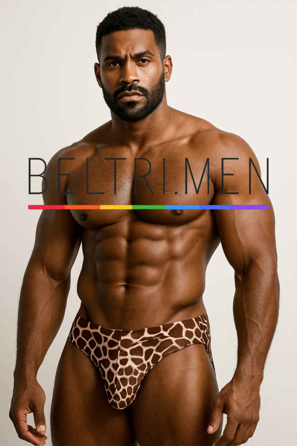 Este bañador tipo slip de la colección Safari Pride de BELTRIMEN es una declaración de fuerza, libertad y sensualidad. El diseño combina un impactante estampado de jirafa en el frontal con un acabado en marrón sólido en la parte trasera, ofreciendo un equilibrio entre lo salvaje y lo sofisticado.