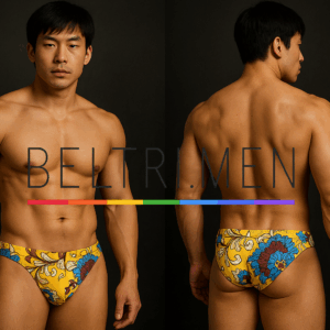 Este bañador tipo slip de BELTRI.MEN redefine el estilo de playa con una silueta clásica y atrevida. Confeccionado en un tejido elástico de alta calidad, se ajusta al cuerpo resaltando la forma masculina con total comodidad y libertad de movimiento. Su color Estampado floral amarillo. transmite seguridad, fuerza y energía, ideal para hombres que quieren destacar sin perder elegancia.