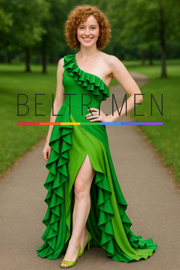 Esmeralda Viva Este vestido verde vibrante es alegre, dinámico y lleno de movimiento, ideal para destacar en eventos al aire libre o celebraciones donde el estilo se encuentra con la naturaleza. Su diseño de un solo hombro con volantes y la abertura frontal le dan un aire juguetón, elegante y seguro. Conquista miradas con la frescura y energía de Esmeralda Viva, un vestido de un solo hombro que irradia color y confianza. Su corte asimétrico, acompañado de una cascada de volantes y una sensual abertura frontal, crea una silueta dinámica y femenina. El tono verde intenso evoca la vitalidad de la naturaleza, convirtiéndolo en la elección perfecta para celebraciones diurnas, bodas al aire libre o eventos donde se impone brillar con autenticidad.