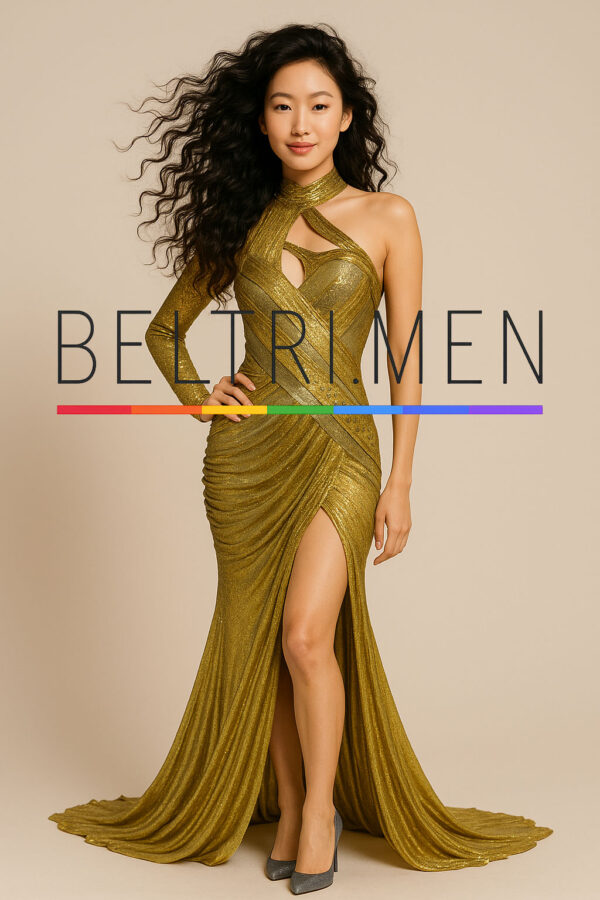 Oro Letal Este vestido es puro glamour con un toque de vanguardia. La combinación de drapeado escultural, brillo dorado metálico y un diseño asimétrico con aberturas estratégicas, transmite poder, sensualidad y sofisticación. Una pieza perfecta para dominar cualquier alfombra roja. Oro Letal es un vestido que abraza el cuerpo como una armadura brillante, diseñado para mujeres que impactan con solo entrar. Confeccionado en tejido dorado de efecto metálico, su estructura asimétrica con cut-outs, un solo brazo largo y una abertura frontal profunda revelan una silueta fuerte, elegante y audaz. El drapeado lateral aporta movimiento y fluidez sin perder el carácter imponente. Una elección infalible para galas, alfombras rojas o eventos donde la presencia lo es todo.
