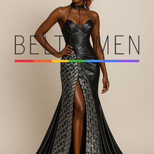 Pantera Nocturna Este vestido es un manifiesto de poder y sofisticación. La textura trenzada en la falda, el diseño tipo corsé con escote estructurado y los detalles de cuello halter con efecto harness lo convierten en una pieza futurista, elegante y feroz. Atrevido, elegante y cargado de actitud. Pantera Nocturna es un vestido que exuda poder desde cada costura. Su corsé entallado de líneas diagonales realza la figura con precisión, mientras que el cuello halter con tiras aporta un toque audaz y moderno. La falda con apertura central revela una impresionante textura entretejida en tonos metálicos, que aporta profundidad y movimiento a una silueta ya imponente. Perfecto para alfombras rojas, galas futuristas o cualquier evento donde el negro no sea una elección segura, sino letal.
