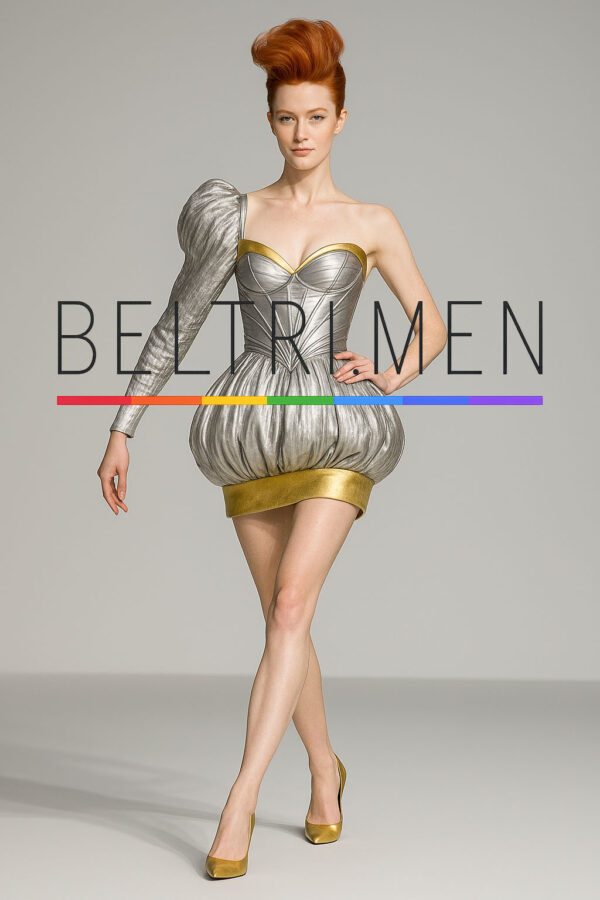 Nova Imperial Este vestido es puro futurismo con alma barroca: una fusión espectacular de estructura, brillo metálico y audacia. Con su falda globo corta, corsé esculpido, un solo hombro abullonado y acentos dorados, parece salido de una pasarela de otra galaxia. Nova Imperial redefine el drama con una silueta que desafía la gravedad y el tiempo. Esta miniatura de alta costura combina un corsé estructurado en plateado líquido con una falda globo de inspiración renacentista, todo enmarcado por detalles dorados que exaltan su majestuosidad. El hombro único con volumen escultórico añade una dimensión teatral, mientras los acabados brillantes evocan poder, lujo y vanguardia. Una pieza diseñada para deslumbrar en editoriales, pasarelas y eventos donde la moda se vuelve arte.