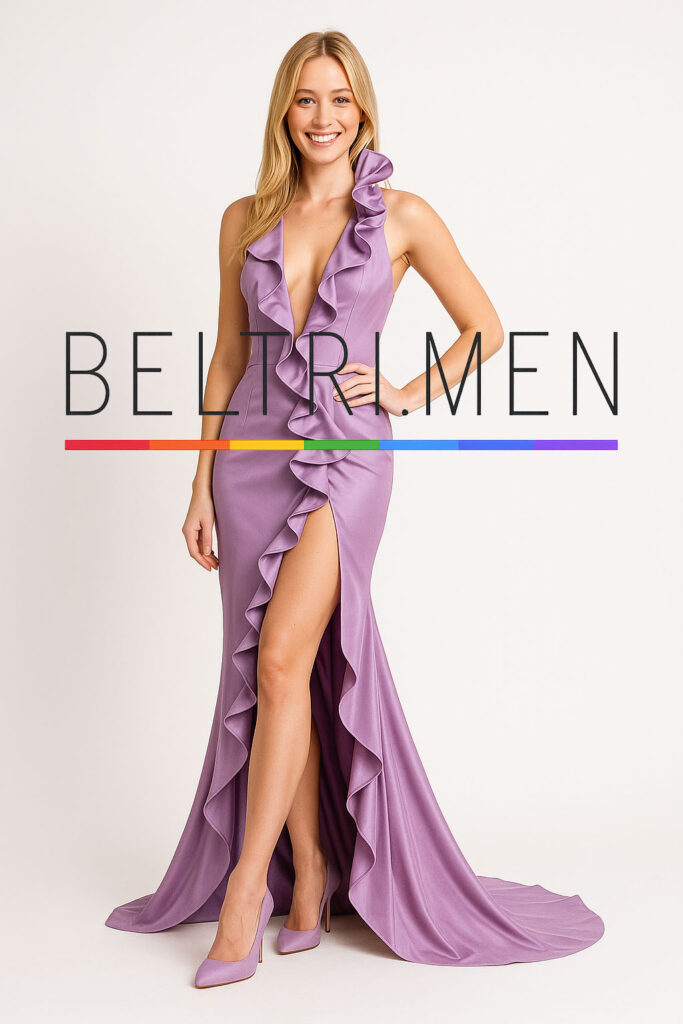 Lavanda Sedosa Este vestido es la encarnación de la feminidad suave con un toque de sensualidad elegante. Su color lavanda, el escote profundo con volantes que continúan hasta la abertura frontal, y la fluidez del tejido crean un look romántico, moderno y perfectamente equilibrado. Lavanda Sedosa es un vestido que deslumbra con sutileza. Su tono lavanda aporta frescura y sofisticación, mientras que el escote profundo y la abertura frontal, ambos enmarcados por volantes suaves, añaden un toque coqueto y refinado. La silueta ceñida se abre en una caída fluida, ideal para destacar con gracia en eventos de día o de noche. Perfecto para bodas, galas de primavera o cualquier momento donde el encanto natural sea tu mejor accesorio.