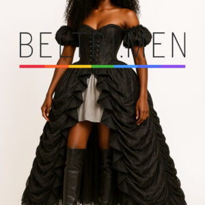 Sombra Imperial Este vestido es una poderosa fusión entre lo gótico victoriano y la actitud contemporánea. El corsé entallado, las mangas abullonadas, la falda con recogidos dramáticos y la combinación con botas altas lo convierten en un ícono de teatralidad oscura y empoderamiento femenino. Sombra Imperial es una oda a la realeza oscura y la fuerza femenina. Con un corsé entallado que define la silueta, mangas románticas off-shoulder y una falda estructurada con drapeados dramáticos, esta pieza mezcla el romanticismo gótico con la actitud moderna. El contraste de texturas y volúmenes le da carácter, mientras que la abertura frontal revela botas altas para un look osado y empoderado. Ideal para editoriales, escenarios teatrales o mujeres que dominan el arte de vestirse como un acto de poder.